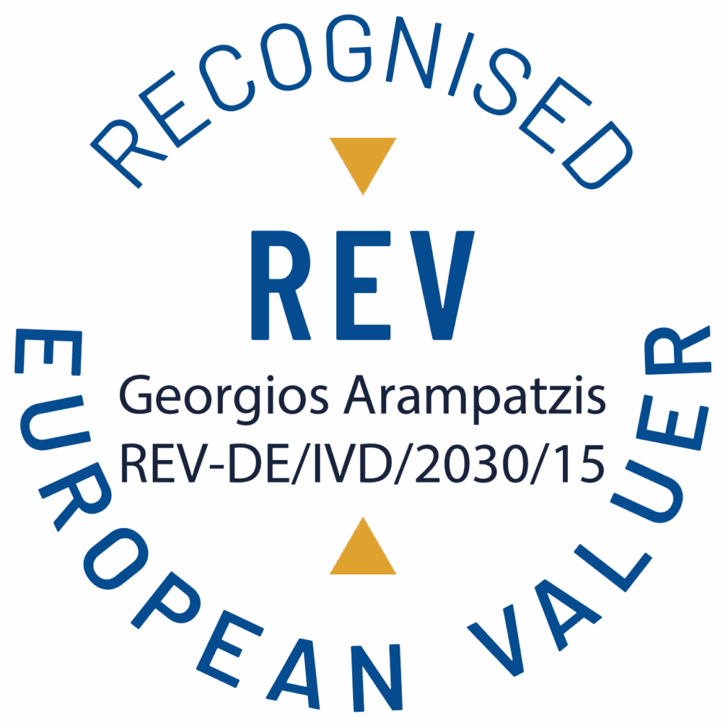 REV-Siegel: Georgios Arampatzis – Recognised European Valuer (REV) gemäß europäischem Bewertungsstandard