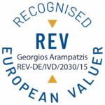 REV-Siegel: Georgios Arampatzis – Recognised European Valuer (REV) gemäß europäischem Bewertungsstandard