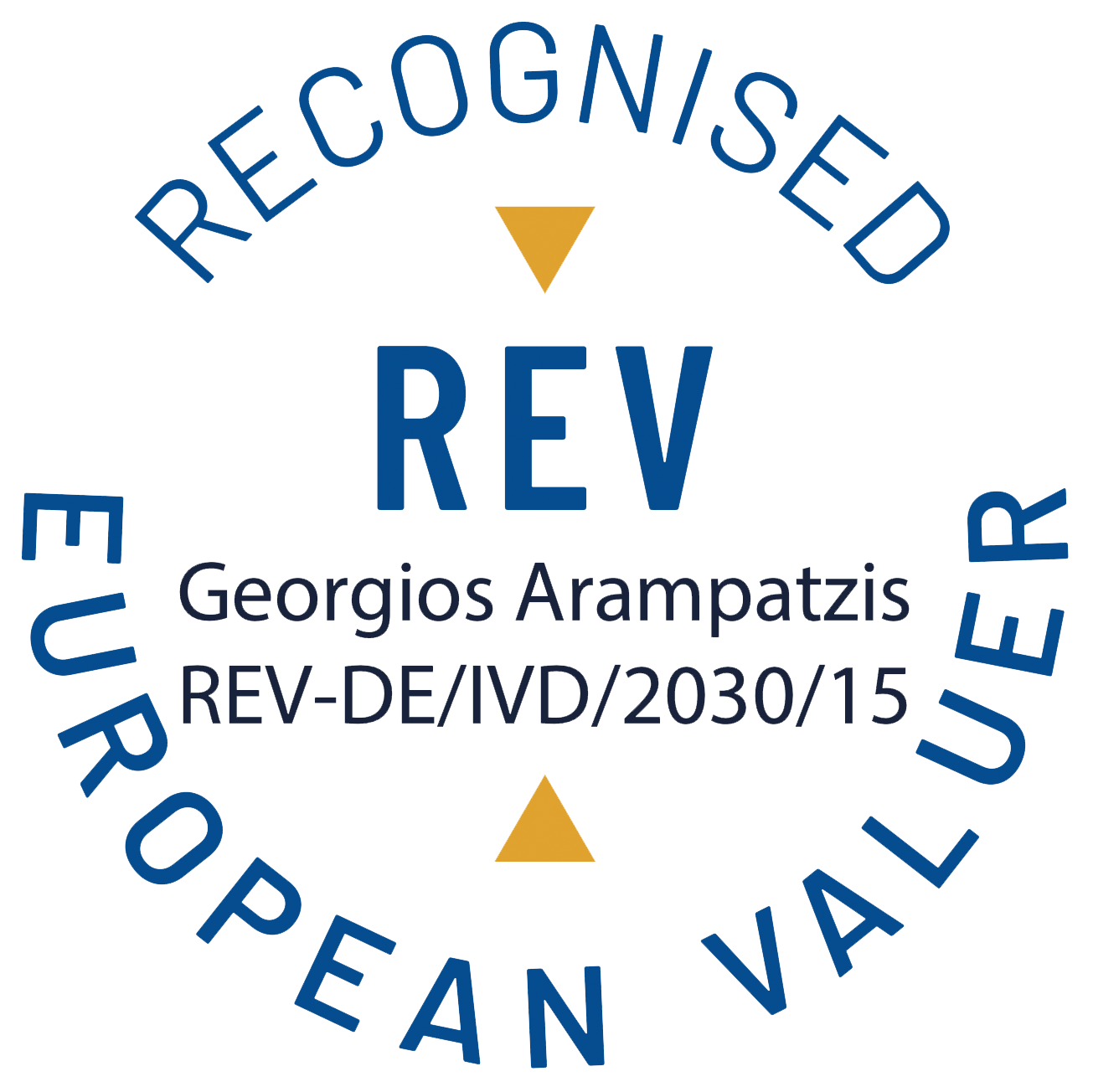 REV-Siegel: Georgios Arampatzis – Recognised European Valuer (REV) gemäß europäischem Bewertungsstandard